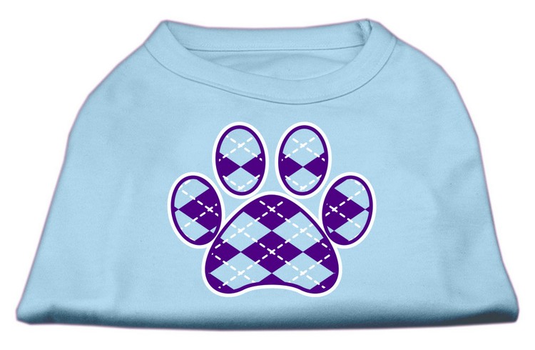 Argyle Paw Purple Screen Print Shirt Baby Blue XS